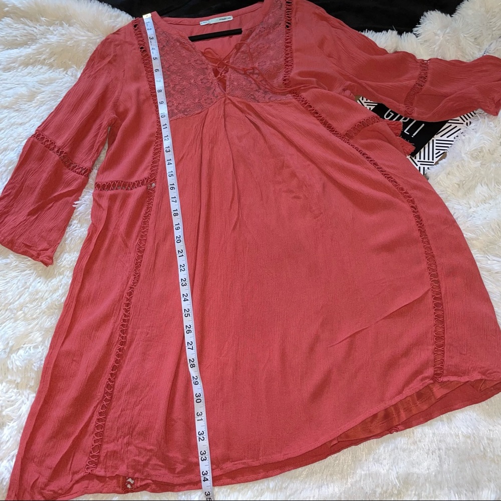 Maurices Boho dress large flowey cami liner neck tie cold shoulder cutout - Picture 11 of 11
